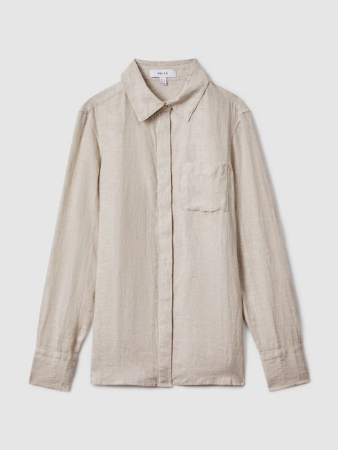Linen Button-Through Shirt | Reiss US
