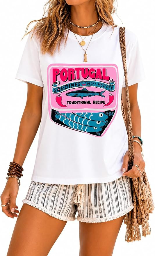 Cute Vintage Graphic Tees Womens Oversized Y2k Cotton T Shirt Casual Summer Beach Top | Amazon (US)