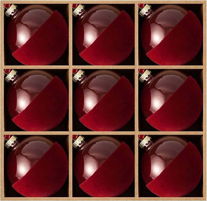 DN DECONATION 9PCS Hanging Christmas Decorations, Red Half Velvet Balls | Amazon (US)