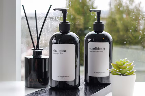 Custom BLACK PLASTIC Shampoo & Conditioner Soap Bottle  BLACK | Etsy Canada | Etsy (CAD)