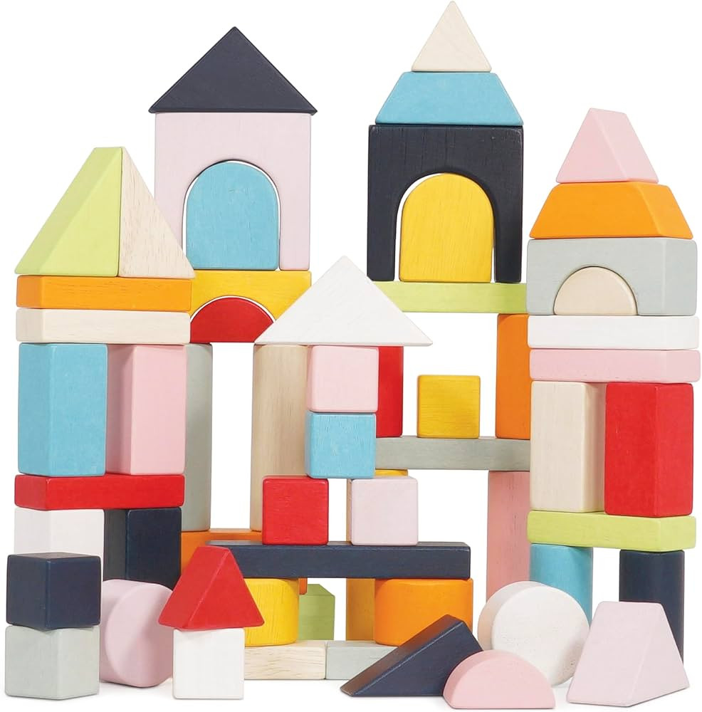Le Toy Van - Educational Wooden Building Blocks 60 Piece Set Toy | Montessori Style Shape & Colou... | Amazon (US)