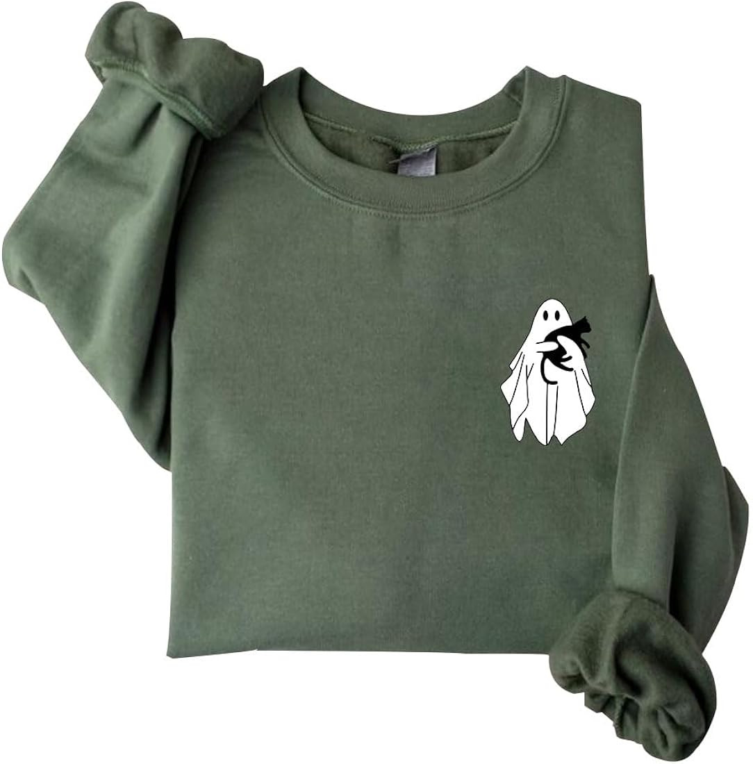 blucagand Ghost Halloween Cat Crewneck Cat Mom Sweatshirt Gift | Amazon (US)