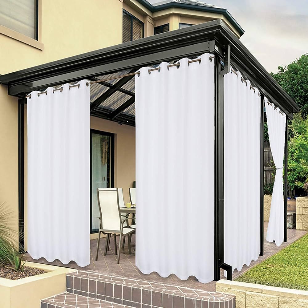 BONZER Waterproof Outdoor Curtains for Patio Porch Pergola Cabana Sunlight Blocking Privacy Gromm... | Amazon (US)