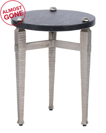 21.75x17 Roman Drinks Marble Top Nickel Table | TJ Maxx