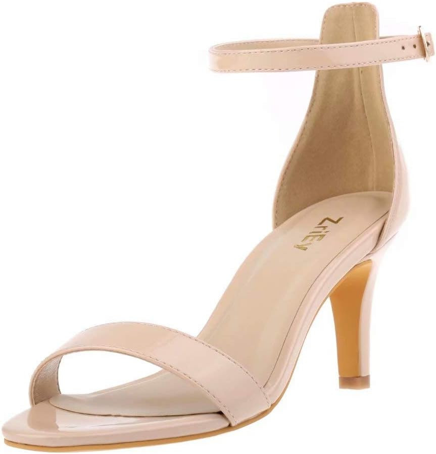 ZriEy Women's Heeled Sandals 4 Inches Open Toe Stiletto High Heels Ankle Strap Fashion Bridal Par... | Amazon (US)