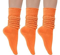 Witwot 3 Pairs Women's Slouch Socks Cotton Knit Knee High Scrunch Sock Size 6-11 | Amazon (US)