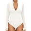 MANGOPOP Long Sleeve Body Suit Mock Turtle Neck Zip Up Bodysuit for Women Ribbed Deep V Sexy Body... | Amazon (US)
