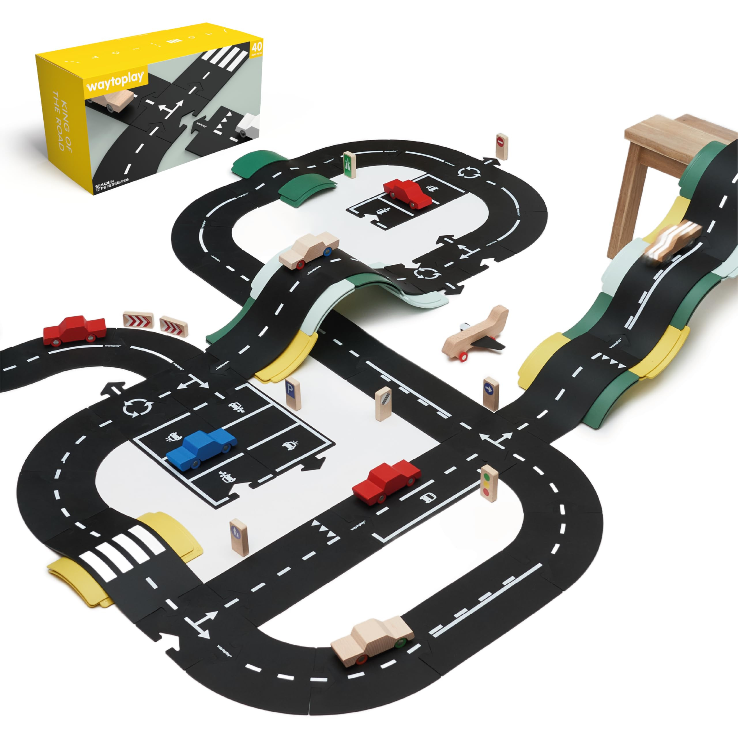Waytoplay's King of The Road - Flexible Toy Road Set, 40 Pieces. The Original Since 2003. Made in... | Amazon (US)