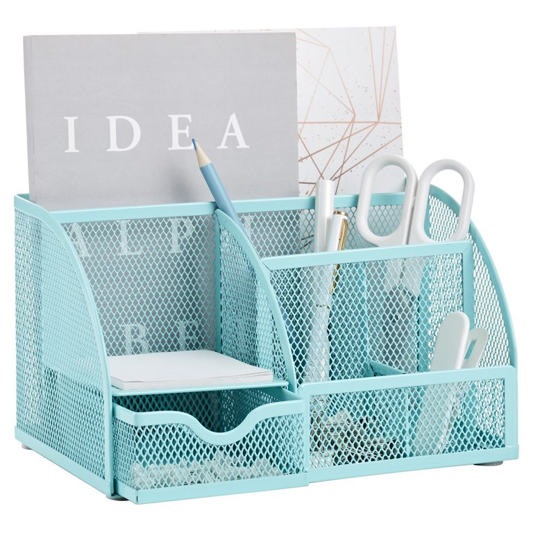 ANNOVA Wire Mesh Desk Organizer - Turquoise | Walmart (US)