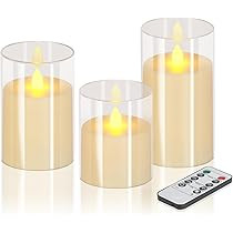 Flameless Candles 4" 5" 6" Set of 3 Acrylic Glass Pillars 3" Diameter Battery Operated Flickering... | Amazon (US)
