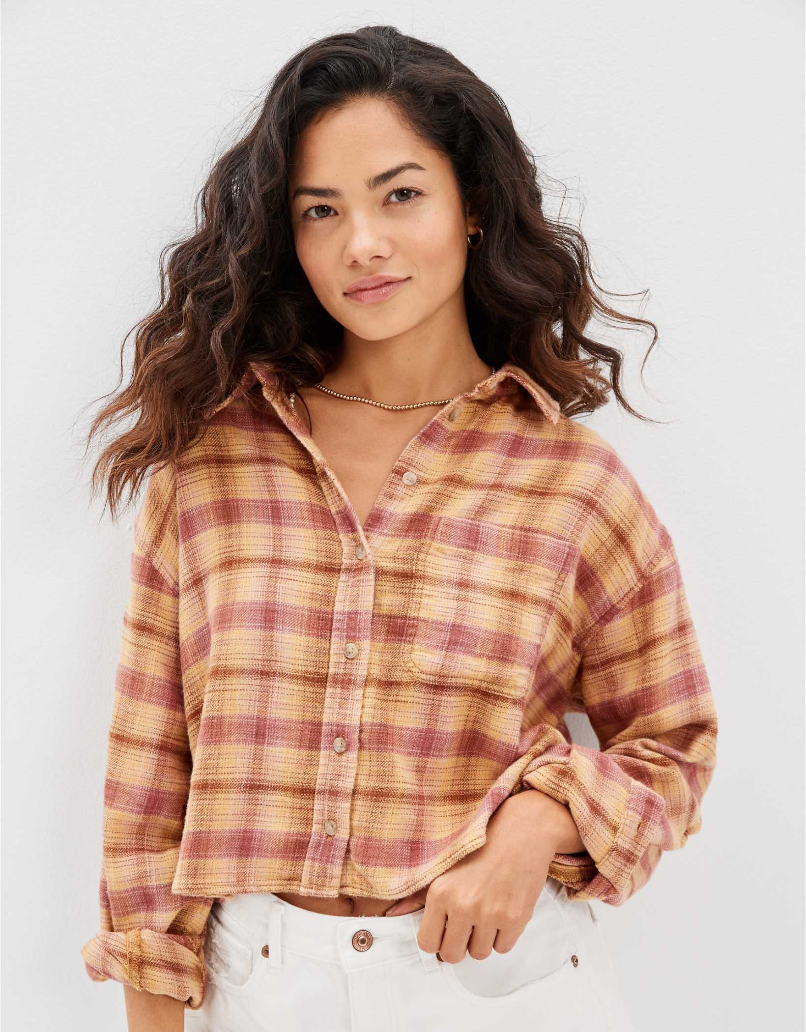 AE Cropped Flannel Shirt | American Eagle Outfitters (US & CA)