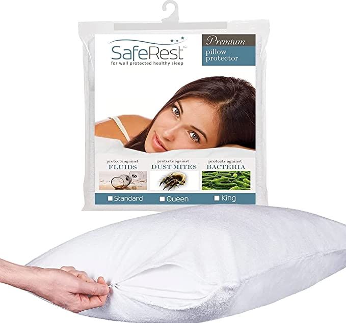 SafeRest Pillow Protector - Pack of 1 - Queen Size Waterproof Pillow Cover - Zippered Pillow Enca... | Amazon (US)
