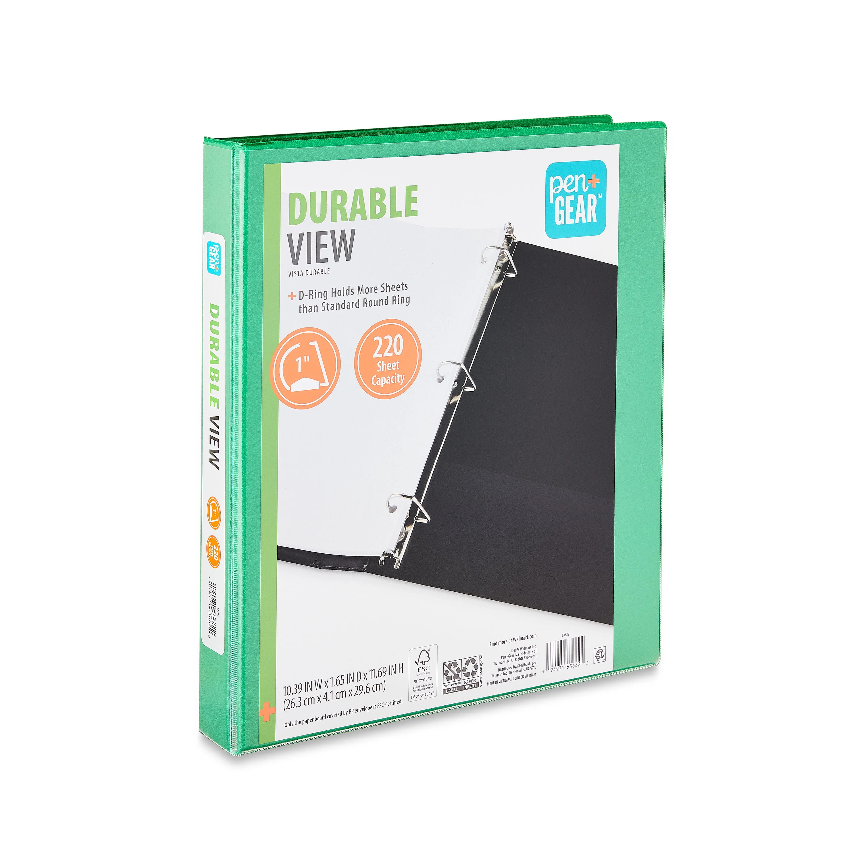 Pen+Gear Durable View 1" D-Ring Binder, Green | Walmart (US)