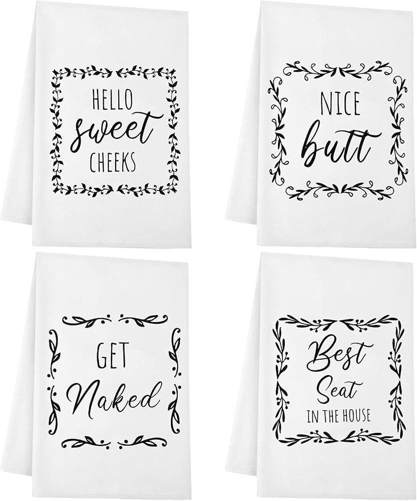 4 Pieces Funny Hand Towel with Sayings Decorative Kitchen Towels Rustic Bath Hand Towels for Bath... | Amazon (US)