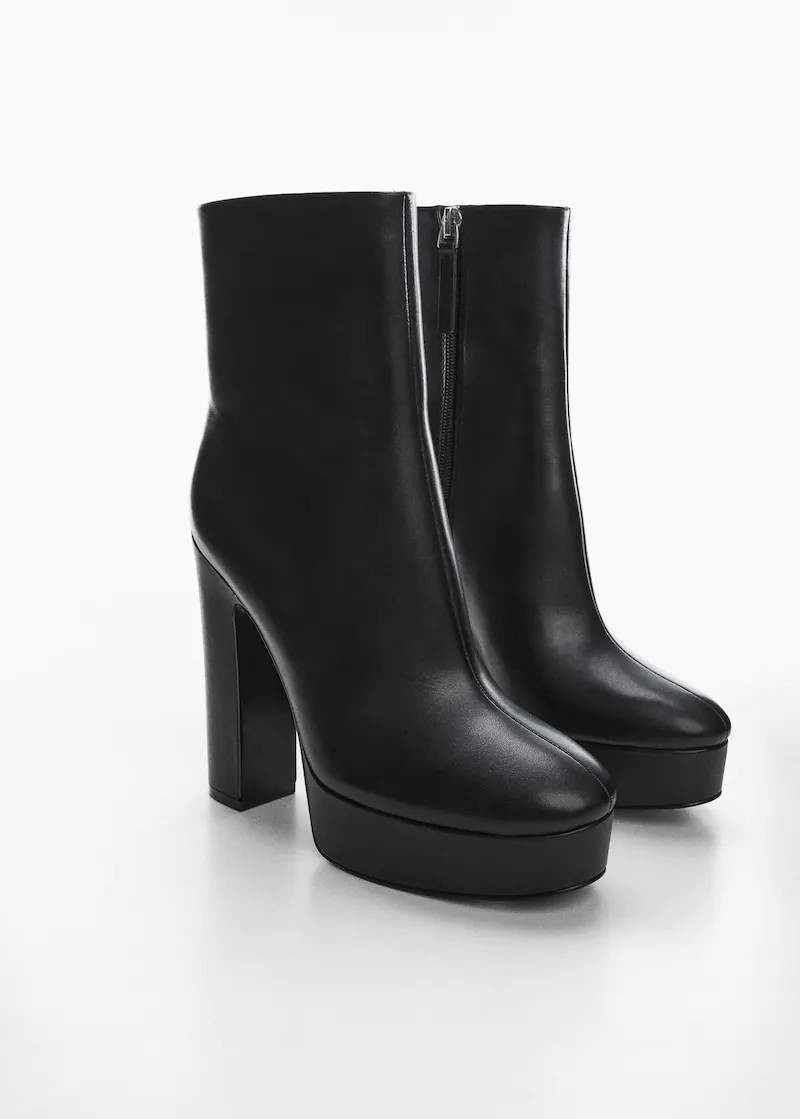 Platform leather ankle boots -  Women | Mango USA | MANGO (US)