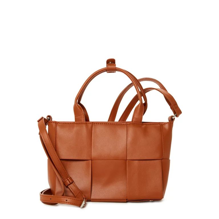 Jane & Berry Women's Adult Woven Satchel Handbag Cognac | Walmart (US)