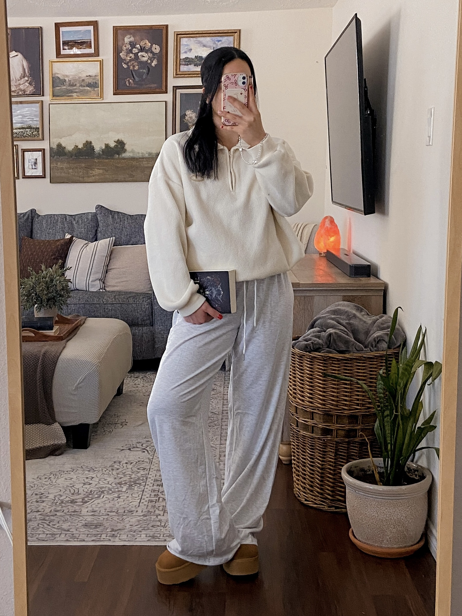 these are my favorite kind of days 📖💗😌 cozy loungewear outfit, amazon sweatpants outfit, cozy winter loungewear, casual comfy outfit, cozy girl aesthetic, winter casual outfit, comfy outfit inspo, stay at home outfit, relaxed weekend outfit, cozy outfit ideas, amazon sweatpants, cozy loungewear pants, shein half zip pullover, oversized cozy sweater, half zip fleece sweater, platform ugg slip ons, ugg inspired slippers, comfy winter footwear, cozy neutral outfit, casual winter style, fantasy romance book, cozy reading aesthetic, bookish cozy vibes, reading at home aesthetic, cozy day in aesthetic, comfy content creator style, winter self care vibes, hygge aesthetic, cozy home moments, brumate era tumbler, brumate water bottle, aesthetic water bottle, everyday tumbler, cozy hydration aesthetic, homebody essentials  

 #LTKSeasonal #LTKHome #LTKFindsUnder50