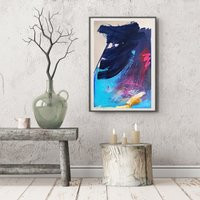 Large Abstract Painting Colorful Art Multicolored 27.5x39 Inches 100x70cm Handmade Alinalouka | Etsy (US)