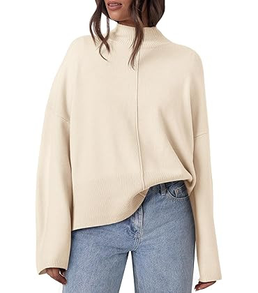 PRETTYGARDEN Womens Sweaters Fall 2024 Long Sleeve Ribbed Knit Pullover Loose Mock Neck Lightweig... | Amazon (US)