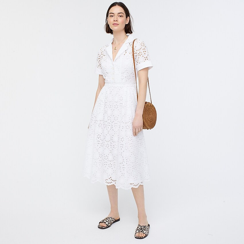 Short-sleeve A-line dress in embroidered eyelet | J. Crew US
