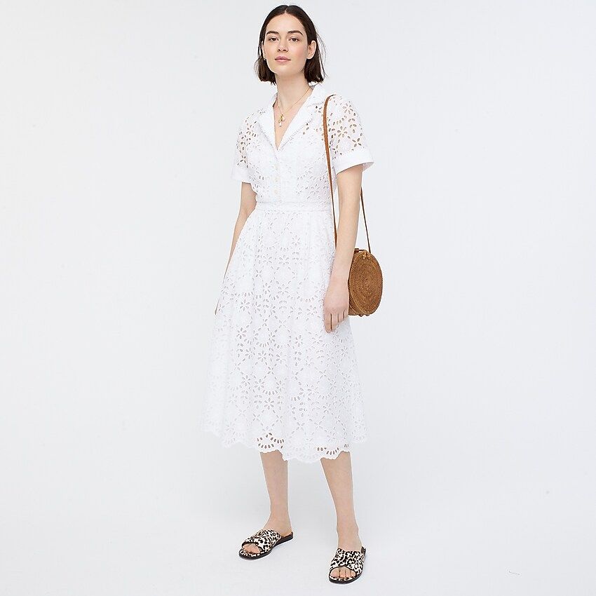 Short-sleeve A-line dress in embroidered eyelet | J.Crew US