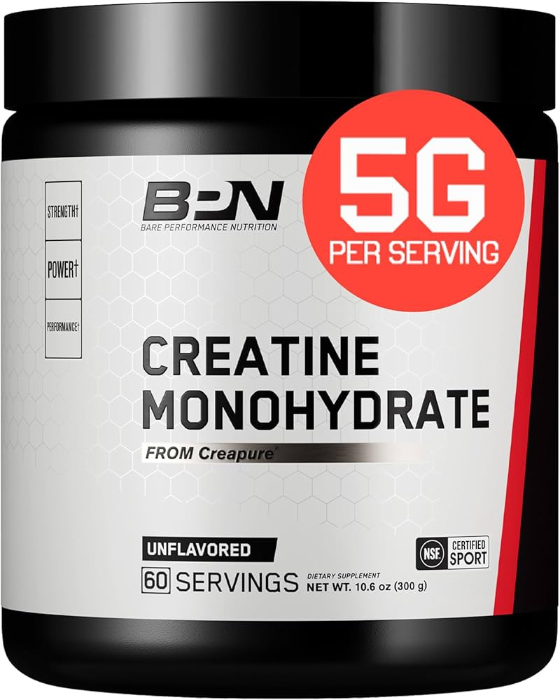 BARE PERFORMANCE NUTRITION, BPN Pure Creatine Monohydrate Powder by Creapure, 5g of Creatine per ... | Amazon (US)