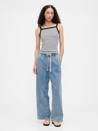 High Rise Pull-On Wide-Leg Jeans | Gap Factory