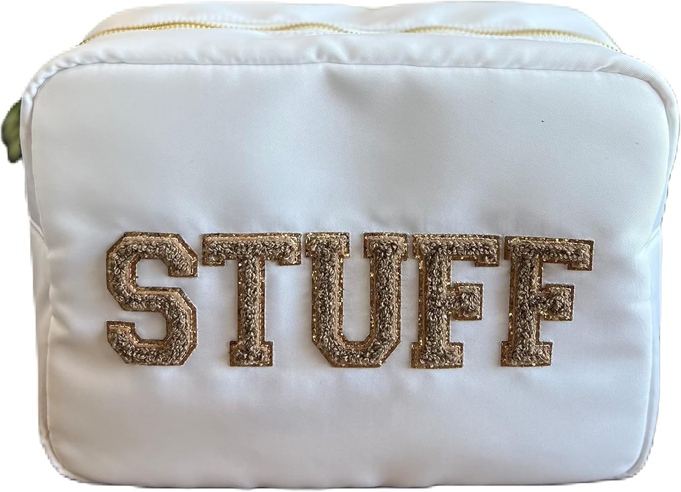 SkyTen Chenille Letter Make Up Bag Nylon Cosmetic Case Stuff Glam Stoney Clover Dupe Travel Organ... | Amazon (US)