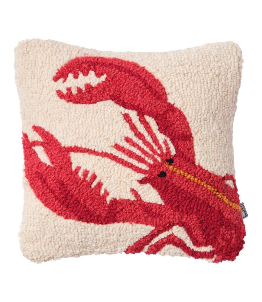 Wool Hooked Throw Pillow, Red Lobster, 14" x 14" | Throw Pillows at L.L.Bean | L.L. Bean
