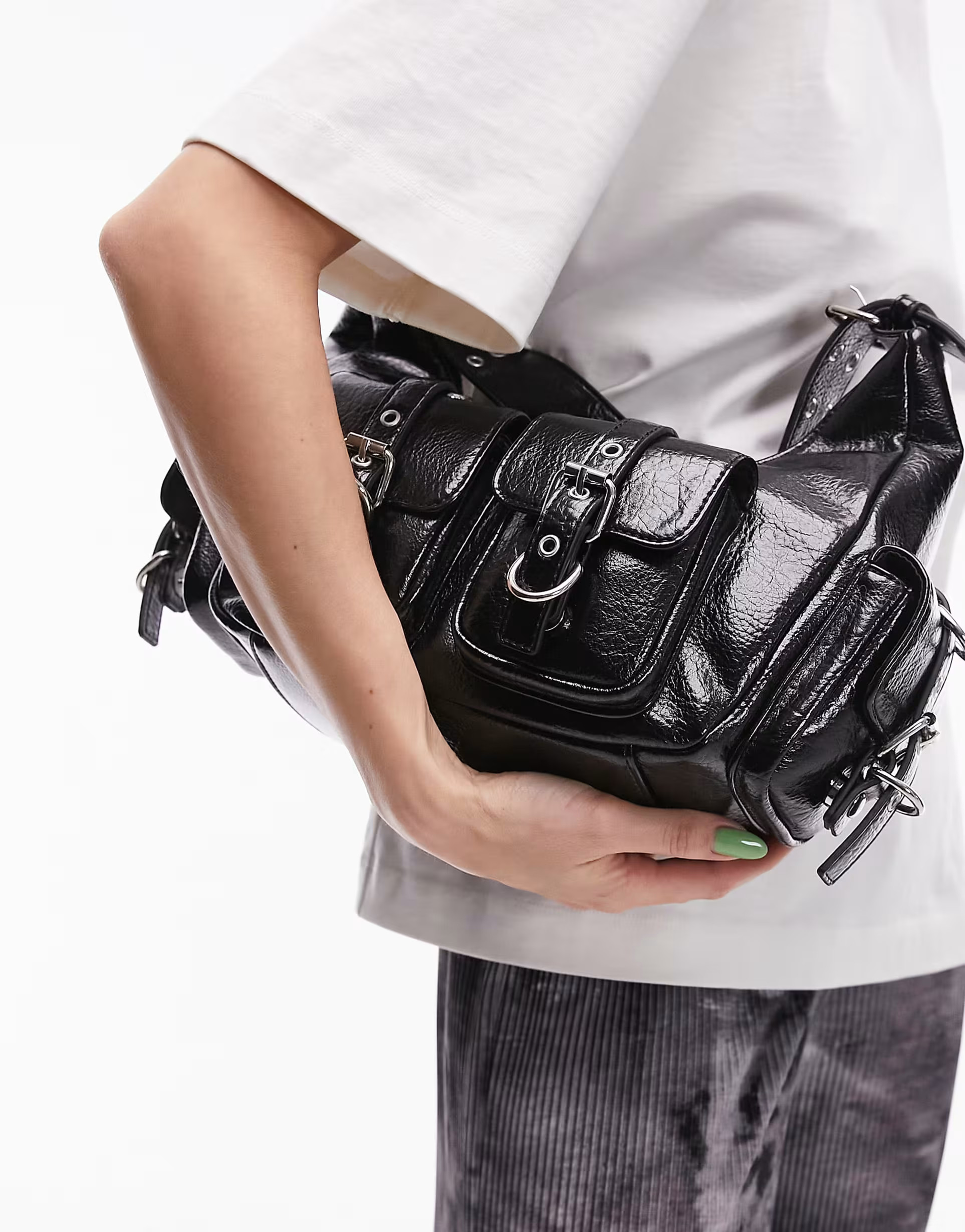 Topshop Serena multi pocket shoulder bag in black | ASOS | ASOS (Global)
