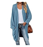 MEROKEETY Women's 2025 Fall Waffle Knit Batwing Long Sleeve Cardigan Loose Open Front Sweater Coa... | Amazon (US)