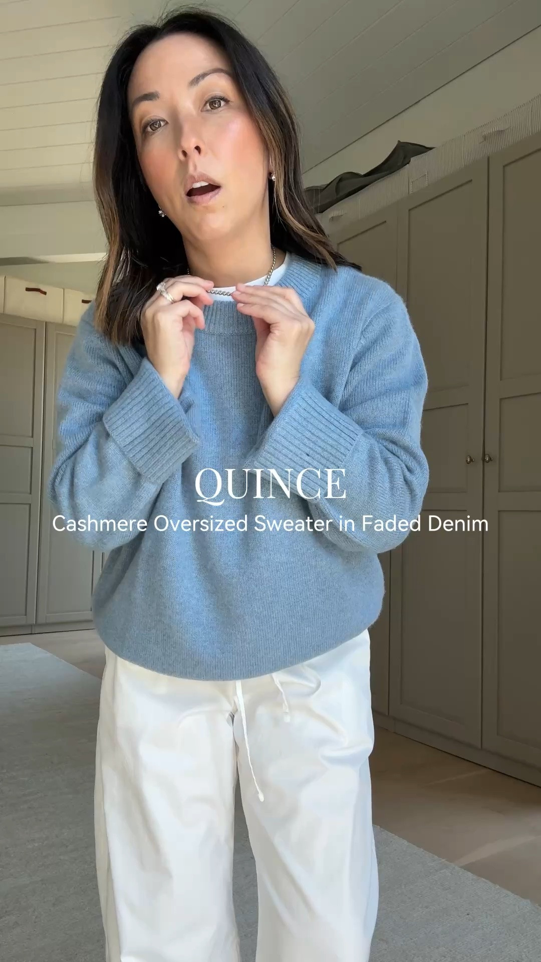 Wearing the oversized crewneck in XS. Substantial, drapes beautifully, and the faded denim color is so good.