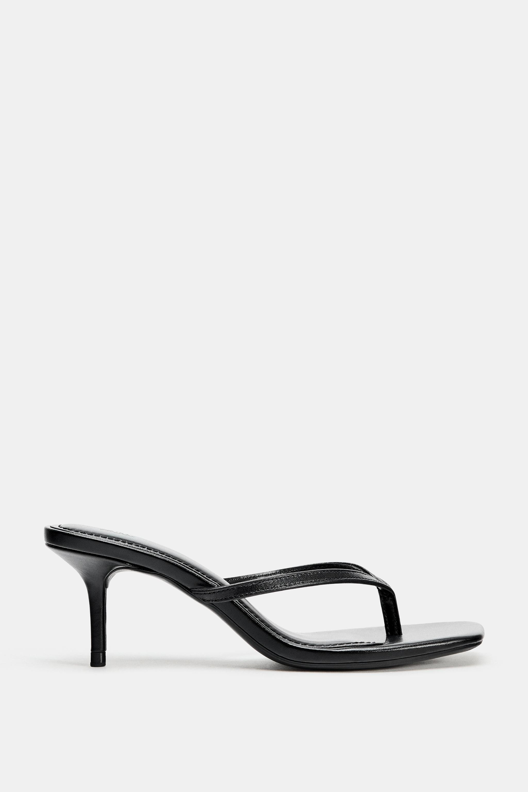 LEATHER STRAPPY HEEL SANDALS | Zara UK