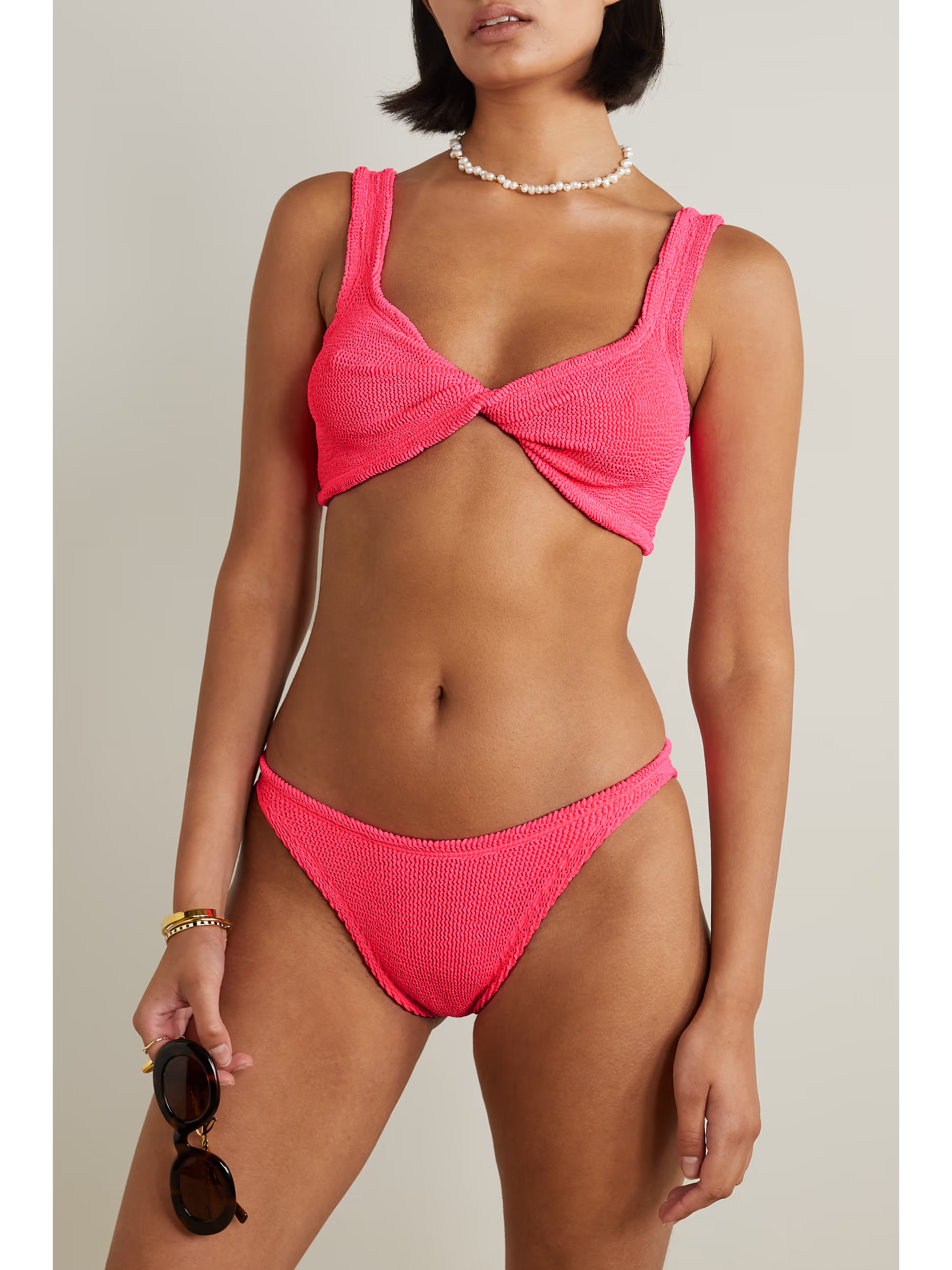 + NET SUSTAIN Juno twist-front seersucker bikini | NET-A-PORTER (UK & EU)