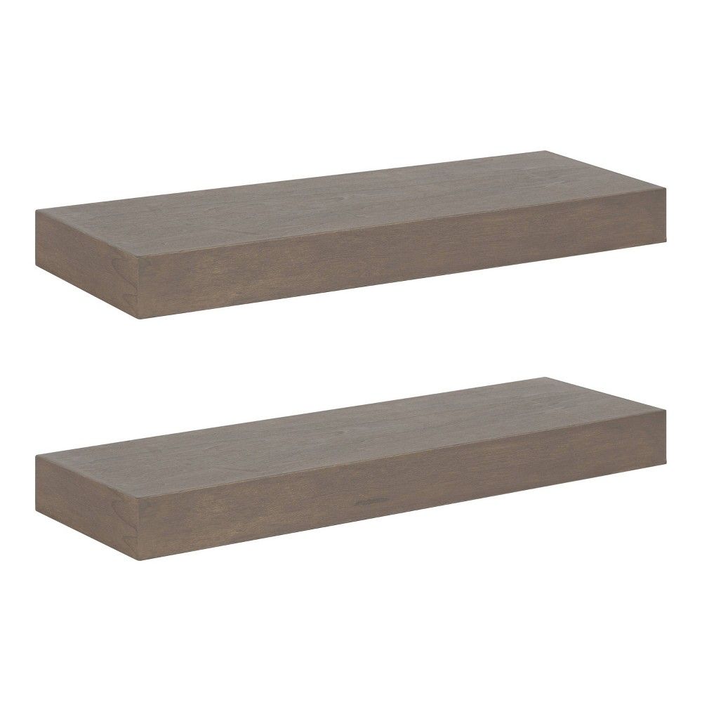 2pc 24"" Havlock Wood Shelf Set Gray - Kate & Laurel All Things Decor | Target