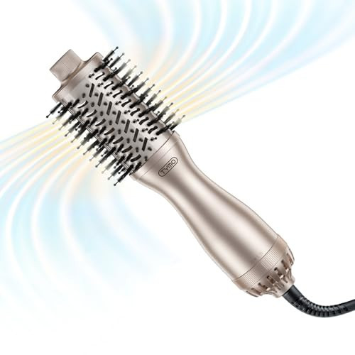 TYMO 2.0 Hair Blow Dryer Brush - Blowout Hot Air Brush, One Step Volumizer, Upgraded 2 Inch Oval Barrel Roller Curling Styler, 3X Faster Drying, 0.6 lb Lightweight, Straightener Curling in One, Gold | Amazon (US)