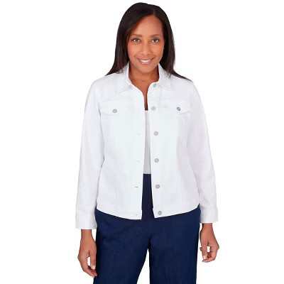 Alfred Dunner Women's Classic Fit Denim Jacket , White, Size M | Target