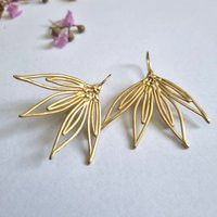 Gold Large Flowers Earrings, Gold Statement Wedding Long Drop Dangle Dramatic Earring | Etsy (US)