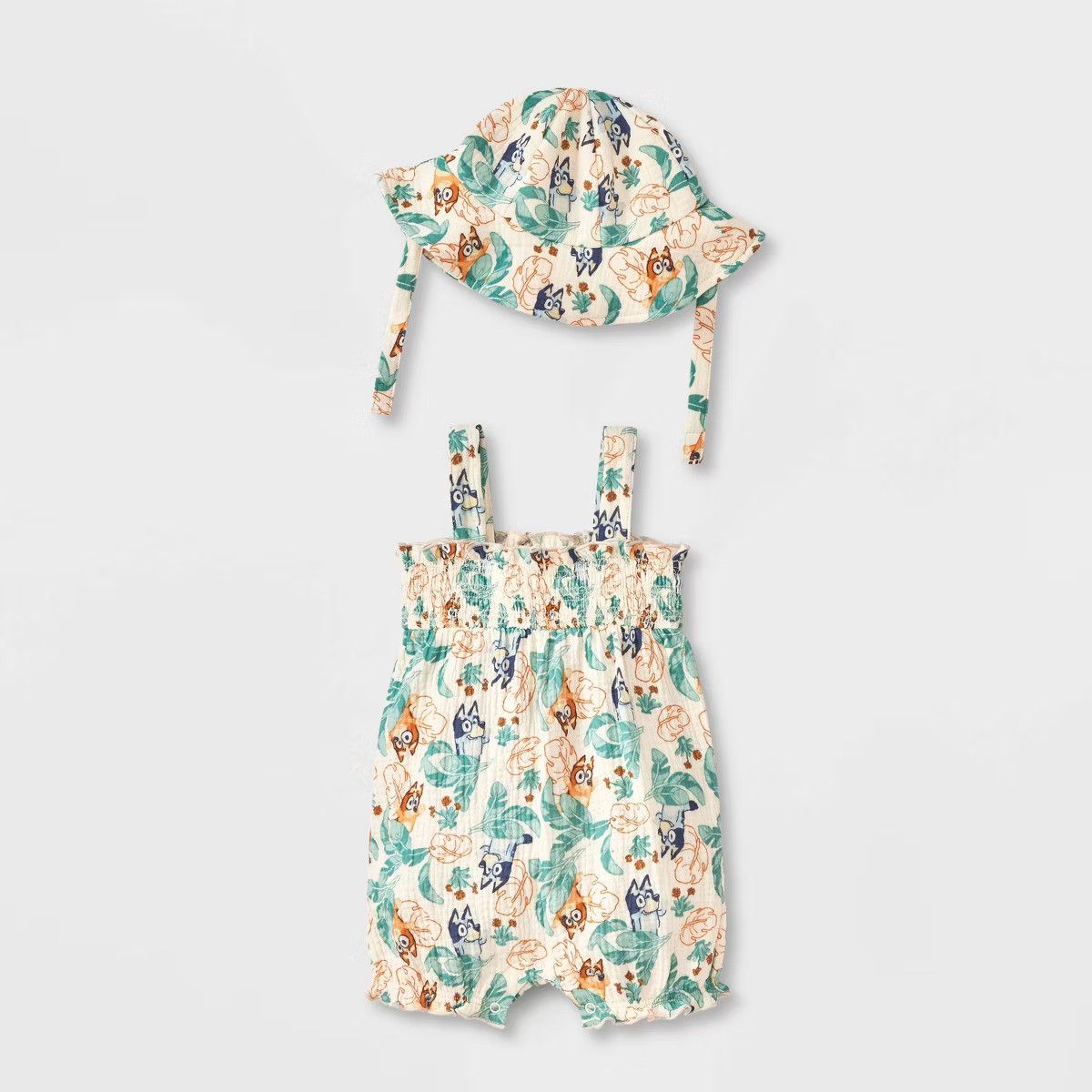 Baby Girls' 2pc Bluey Gauze Romper & Hat Set - Ivory | Target