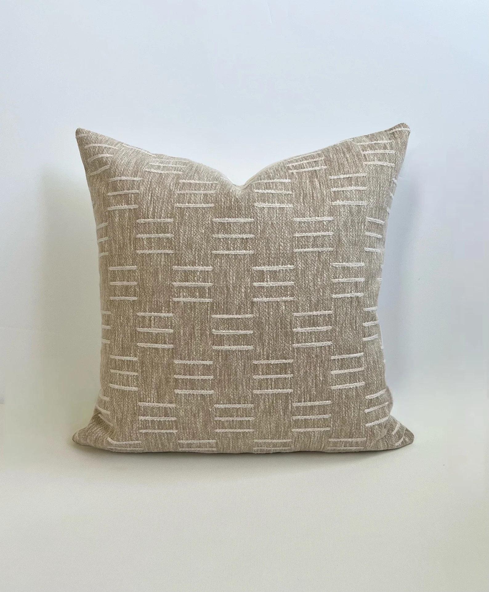 Light brown beige woven dash stripes decorative pillow cover | Etsy (Global)