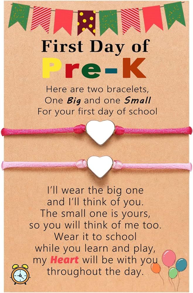 Back to School Mommy and Me Bracelet Matching Heart Wish Bracelet Set for 2 First Day of School Gift | Amazon (US)