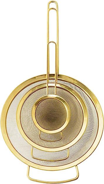 Bloomingville Set of 3 Stainless Steel Strainers with Gold Finish | Amazon (US)