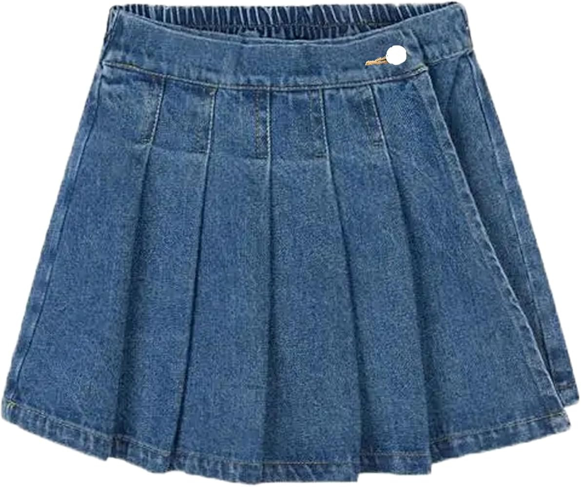 Girls Denim Skirt Summer Vintage Pleated Kids Skirt Shorts Children Uniform Skirt Jeans Skorts | Amazon (US)