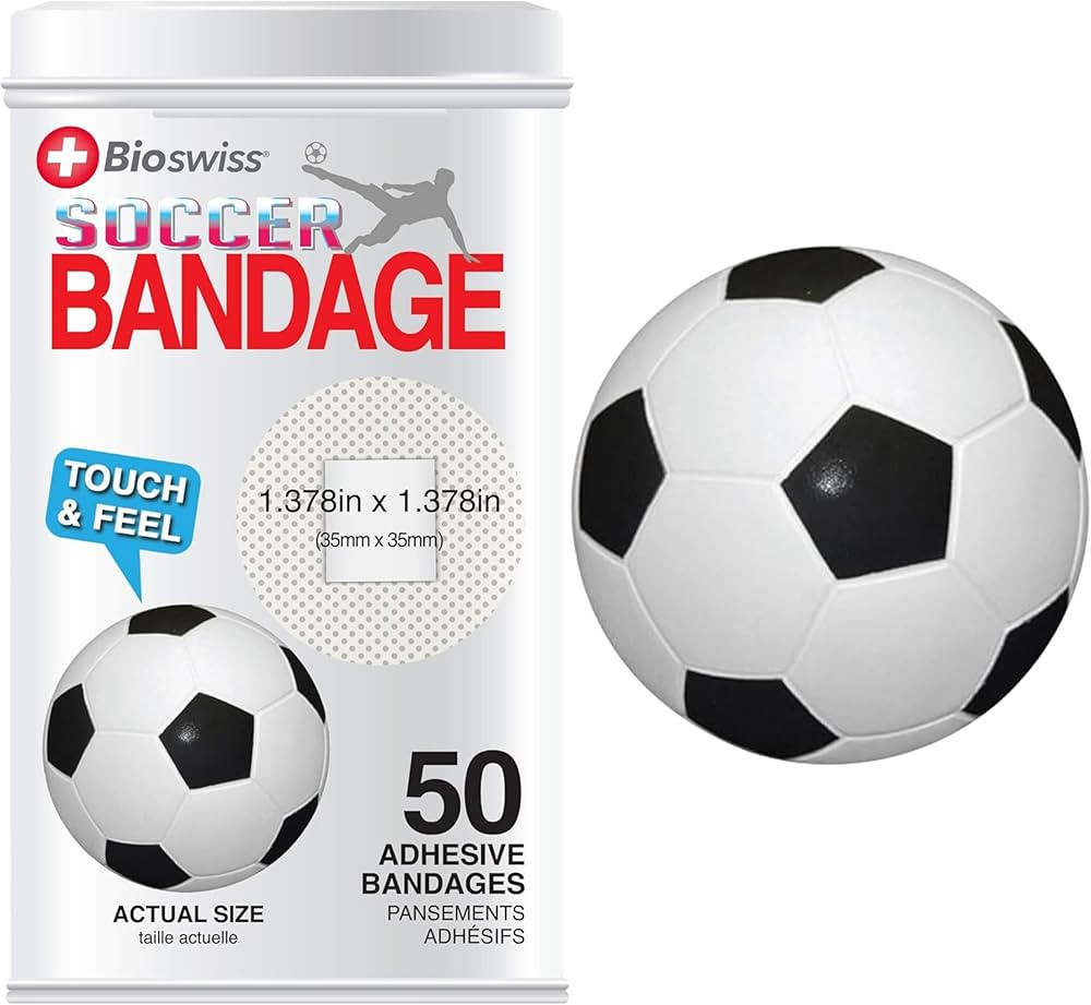 BioSwiss Bandages, Soccer Ball Shaped Self Adhesive Bandage, Latex Free Sterile Wound Care, Fun F... | Amazon (US)