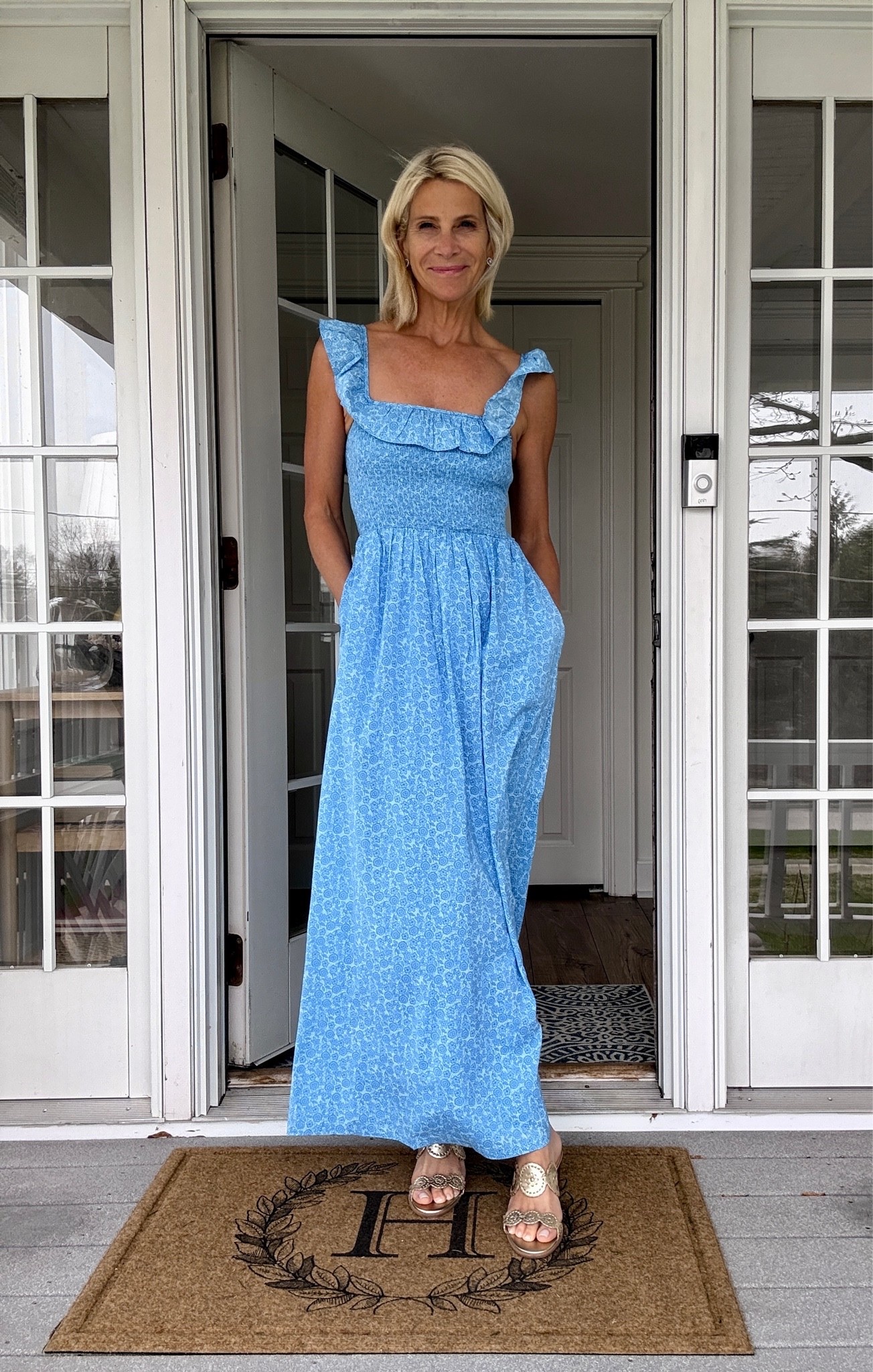 Looks whets on sale!  The perfect smocked dress in a beautiful blue.  It’s a smocked maxi you’ll have forever!

#LTKootd #LTKOver40 #LTKSaleAlert