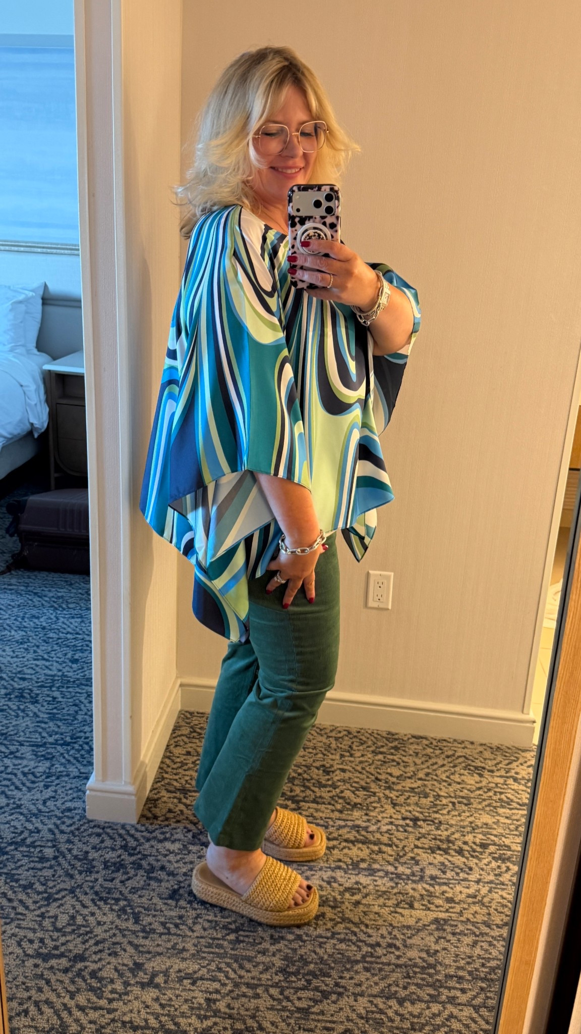 Love my colorful Lesley Evers boutique shirt from Oakland, CA! (Unlinkable, sadly). And my @Tuckernuck green pants!  

#LTKSeasonal #LTKOver40 #LTKMidsize