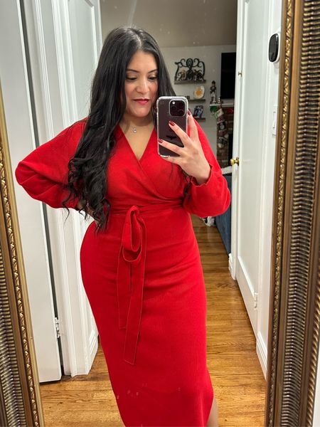 This sweater dress is super comfy, stretchy, and light weight. Perfect for any holiday celebration, date night, or for a family photo shoot ♥️

Plus it comes in a variety of colors!
I’m wearing a large. 

#LTKmidsize #LTKHoliday #LTKsalealert
