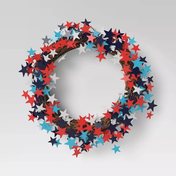 17" Americana Scatter Star Wreath Blue/Red - Sun Squad™ | Target