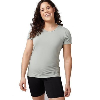 32 Degrees Women's Lightweight Cool Fitted T-Shirt for Lounging, Gym, Yoga - Matcha Gray - X-Small | Target