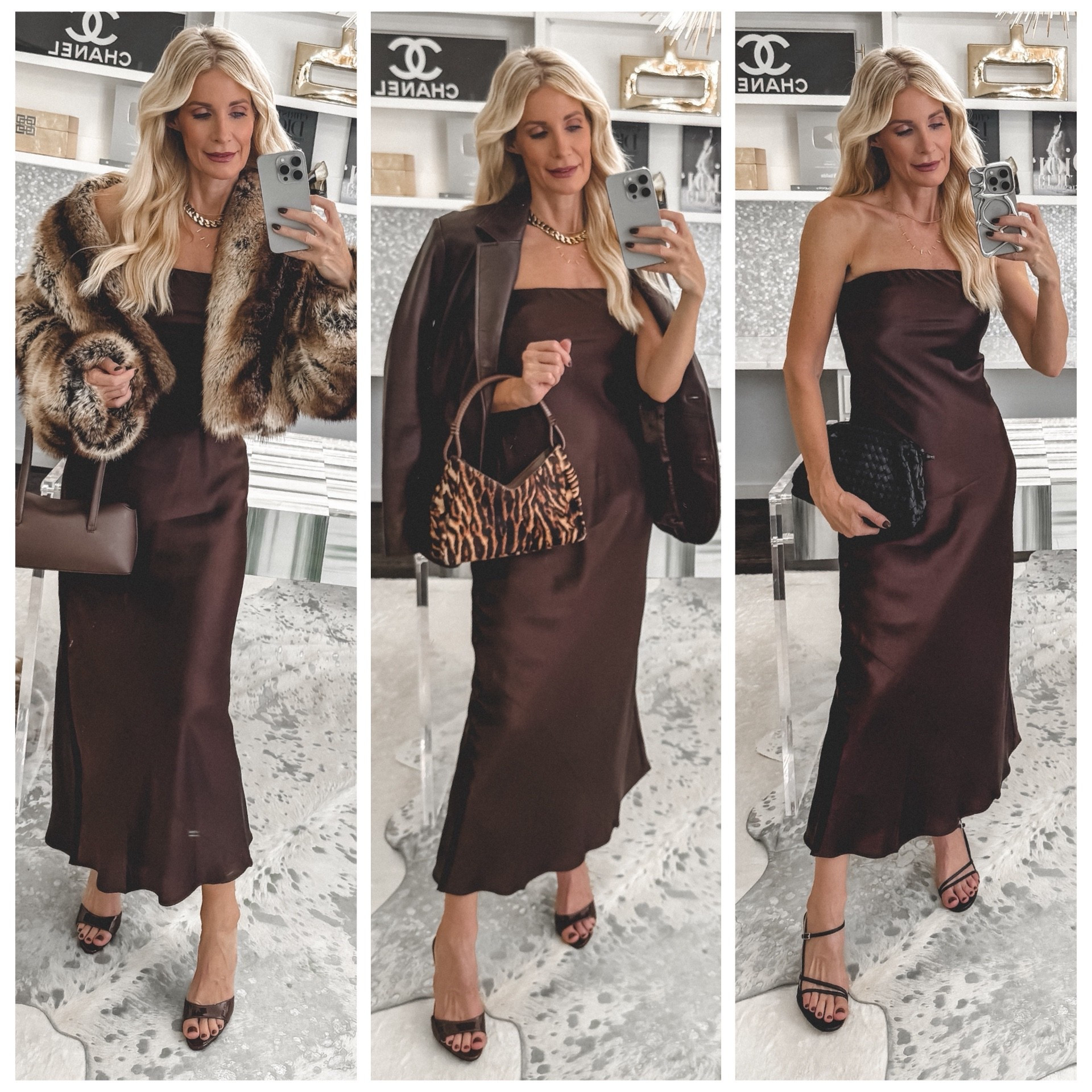 One chocolate brown slip dress 🤎 styled 3 ways:
✨ Winter wedding – with a faux fur jacket
✨ Sunday brunch – with a Quince real leather blazer
✨ Date night – all on its own, because it’s that good
Runs true to size (I’m in an XS) and it’s 40% less than traditional retailers 🙌 

Would you wear it dressy, chic, or glam?

#QuincePartner #FallStyle #Over40Style #DateNightOutfit #OOTDinspo #AgelessStyle #StyleOver50 #FallWeddingGuest #WardrobeEssentials #ClosetGoals




#LTKOver40 #LTKParties #LTKStyleTip